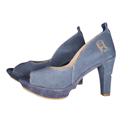 Like Smug By Prophecy Blue Suede Peep Toe Platform Heels Size 36 Eu / 5.56